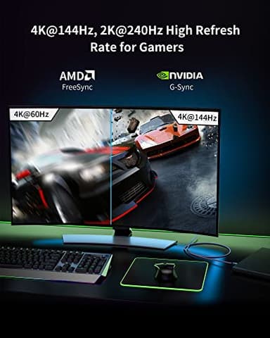 Silkland USB C to Displayport 1.4 Cable [8K 60Hz, 4K/2K 240Hz] Thunderbolt 4/3 to DisplayPort 6.6FT, Braided Type C to DP 32Gbps, HDCP, G-Sync,Compatible for iPhone 16/15,MacBook Pro/Air,Odyssey G8/G9 - Image 4