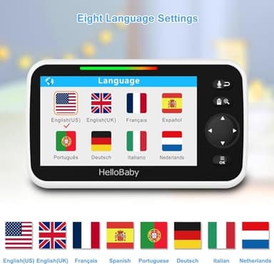 HelloBaby Video Baby Monitor with 2 Cameras and 5 Inch Split Screen Display, Remote Control Cameras with Night Vision and Temprature Monitoring - Image 7