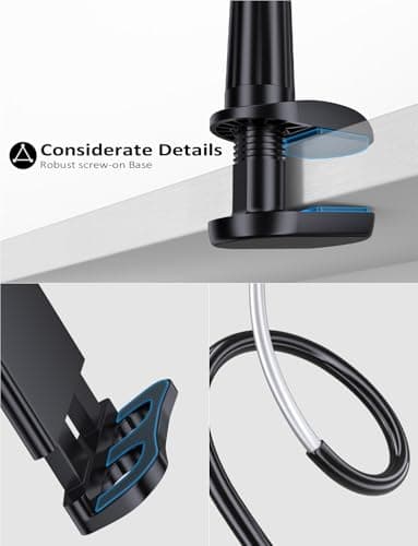 Tryone Gooseneck Tablet Holder Stand for Bed Adjustable Flexible Arm Tablets Mount Clamp on Table Compatible with iPad Air Mini | Galaxy Tabs | Kindle Fire | Switch or Other 4.7-10.5" Devices - Image 6