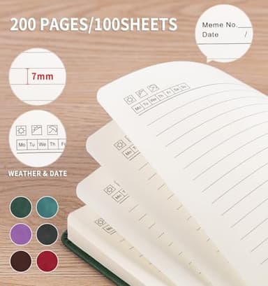 ALKALO Lined Journal Notebook for Women Men, A5 Hardcover Leather Journals for Writing, 200 Pages Thick Paper, Daily Journal Notebook for Work, School, Note Taking, Business, Travel, College Ruled - Image 3