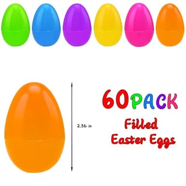 60 Pcs Prefilled Easter Eggs Filled with Assorted Toyst, Easter Basket Stuffers and Party Favors for Kids Boys and Girls - Image 2