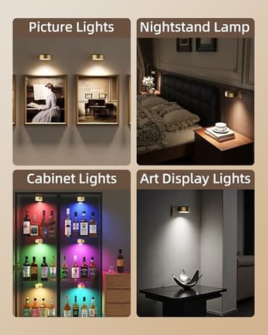 EZVALO Picture Lights for Wall with Charging Station, Rechargeable Battery Magnetic Poster Lights with 3 Color Temps & 12 RGB, Remote Dimmable Timer Light, Wall Decor Light for Art Display (6 Pack) - Image 3
