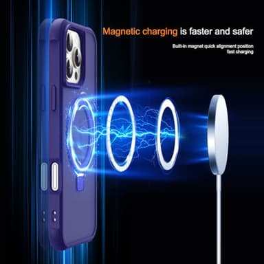 SKYLMW Compatible with iPhone 16 Pro Max Case with Invisible Magnetic O-Ring Stand Military-Grade Translucent Case for iPhone 16 ProMax 6.9" [Compatible with Mag-Safe][Great Grip Feeling], Navy - Image 3