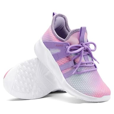 RUNSIDE Girls Tennis Shoes Lightweight Sports Kids Sneakers Lace-up for Running/Walking, Toddler/Little Kid/Big Kid Gradient Purple - Image 2