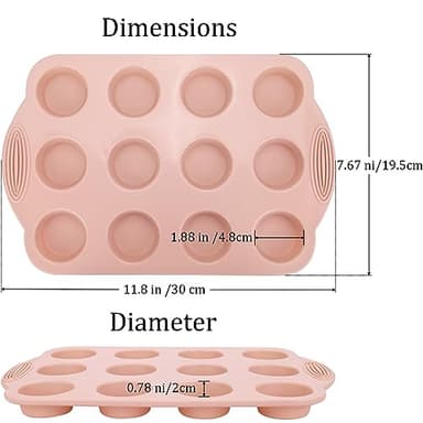 Baocuan 12 Cups Silicone Mini Muffin Pan-3 Pack Nonstick Food Grade & BPA Free Silicone Muffin Pan For Baking cupcake Mini Muffin and More - Image 2