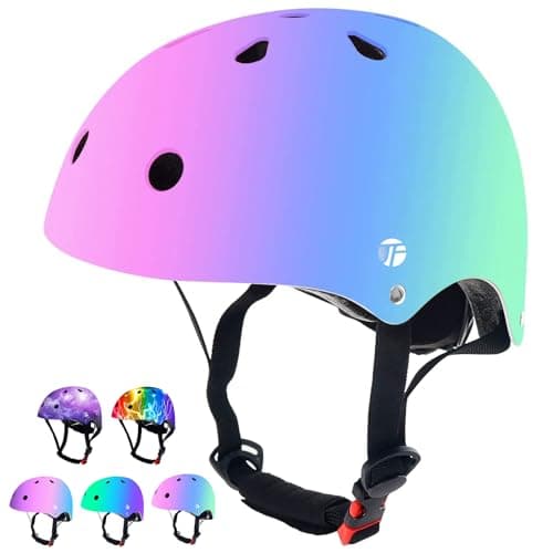 JeeFree Adjustable Gradient Color Skateboard Helmet for 3-5-8-14+Ages【Toddler Kids Youth Adult】 Girls Boys Woman.Bike Helmet for Multi-Sports Cycling Bicycle Scooter Inline Roller Skate Rollerblading - Image 1