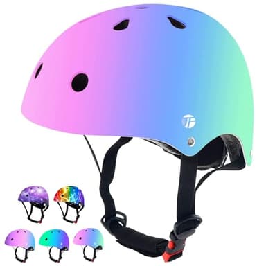 JeeFree Adjustable Gradient Color Skateboard Helmet for 3-5-8-14+Ages【Toddler Kids Youth Adult】 Girls Boys Woman.Bike Helmet for Multi-Sports Cycling Bicycle Scooter Inline Roller Skate Rollerblading - Image 1