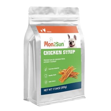 MON2SUN Dog Treats, Chicken Jerky Strips for Small Dogs, High Protein & Grain Free Snacks, Easy to Digest Training Treats (Chicken, 17.64 Ounce -Pack of 1) - Image 8
