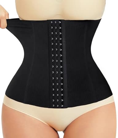 LODAY Waist Trainer Corset Shapewear Tummy Control Body Shaper Waist Cincher for Women Postpartum Belly Band Wrap(M,Black(hook)) - Image 1