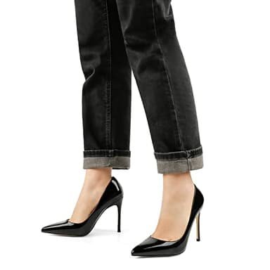 COLETER Women's 4 Inch Pumps Pointy Toe Wedding Dress Shoes Slip on Stiletto Pumps Patent Black 7US - Image 7