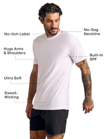 True Classic Workout Shirts for Men – Mens Shirts & Muscle Shirt for Men, Gym Shirt, Mens Tank Top and Athletic Base Layer, Quick-Dry Workout Tee, Pack of 3, White, L - Image 2