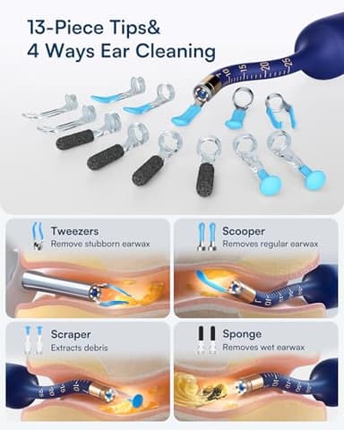 BEBIRD Flexible Ear Wax Removal Tool Camera, FSA HSA Eligible Items, Wireless Smart Visual Ear Cleaning Kit with 13-Piece Tips, HD Camera Ear Otoscope with Tweezers, Earsight Plus B31R Earwax Cleaner - Image 4