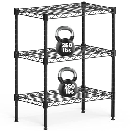 Sweetcrispy 3-Shelf Storage Shelving Unit, Adjustable Metal Wire Racks Heavy Duty Standing Shelf Organizer for Kitchen, Closet, Pantry, Garage, Bathroom, Laundry (13.8" D x 23.6" W x 30" H) - Image 1