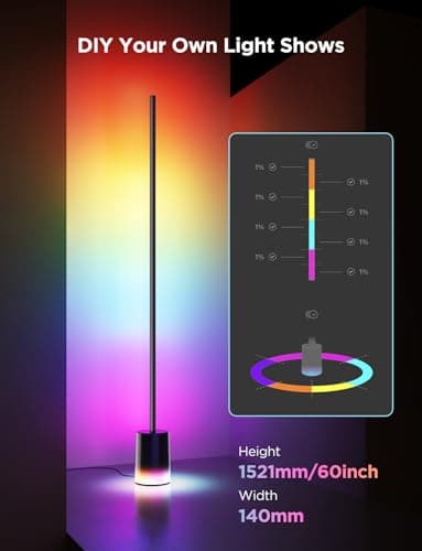 Govee Floor Lamp 2 with Matter, RGBIC, Warm Cool White LED, Alexa Compatible, 1725lm, Music Sync, Scene Modes, Smart Floor Lamp for Living Room, Bedroom, Black(1 Pack) - Image 6