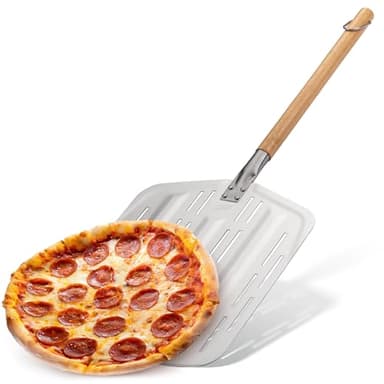 Hans Grill Pizza Peel PRO | Made for XL Pizza 12 inch + | Professional Restaurant Grade Perforated Metal Non-Stick Paddle for launching, turning and retrieving pizzas - Image 9
