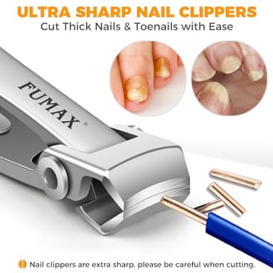 Nail Clippers for Men Thick Nails with Catcher, Large Toe Nail Clippers for Thick Toenails for Seniors with Wide Jaw Opening, Sharp Fingernail Clipper Cutter Set with Long Handle Gifts for Men Women - Image 4