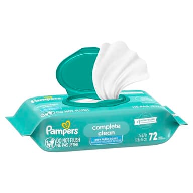 Pampers Baby Wipes, Complete Clean Baby Fresh Scented Wipe, Gently Cleans Head to Toe, 72 Total (1 Flip-Top Packs) - Image 15