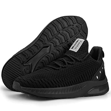 Feethit Mens Slip On Walking Shoes Blade Tennis Shoes Non Slip Running Shoes Lightweight Workout Shoes Breathable Mesh Fashion Sneakers All Black Size 8.5 - Image 5