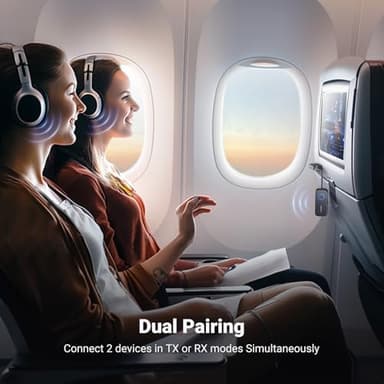 UGREEN Airplane Bluetooth Transmitter Receiver for 2 Airpods or Headphones, Airplane Travel Essentials 2-in-1 Wireless Bluetooth Adapter-Use with Any 3.5MM Jack on Flight, TV, Car Stereo, Treadmill - Image 5