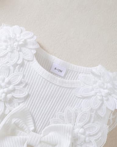 Renotemy Baby Girl Tulle Tutu Dress White Lace Sleeveless 1st Birthday Dress for Baby Girl Shower Gifts Boho Fairy Baptism Princess Wedding Birthday Party Dresses with Flower Headband 12-18 Months - Image 3