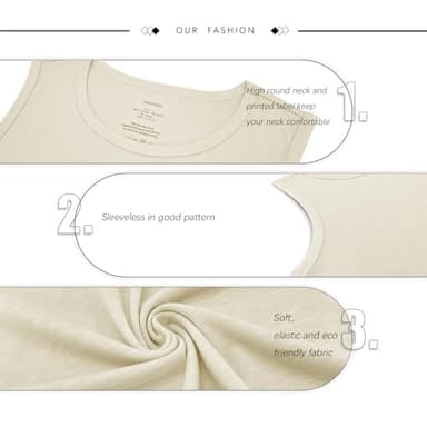 Vemodoo Tank Top Women 2025 Casual Soft Loose Spring Summer Sleeveless Tee Shirts Basic Trendy Outfits Clothes Blue/Beige XL - Image 2