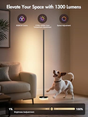 OIYN Corner Floor Lamp, RGBICW LED Corner Lamp with 1300lm Smart Modern Floor Lamp,App & Remote Control,Music Sync,Color Changing Standing Lamp for Bedroom Living Room and Gaming Rooms - Image 3