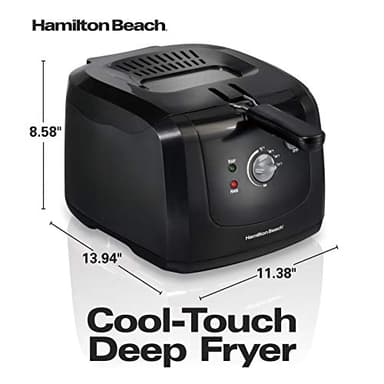 Hamilton Beach Cool Touch Electric Deep Fryer with Basket and Lid, 2 Liters / 8 Cups Oil Capacity, Adjustable Temperature, 1500 Watts for Fast Heat-up, viewing Window Easy to Clean, Black (35021) - Image 3