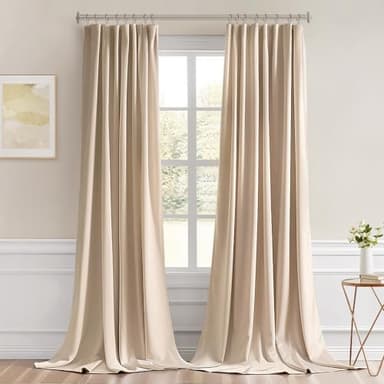 MIULEE Back Tab Beige Curtains 120 Inch Long 2 Panels Set for Living Room Bedroom, Cream Rod Pocket/Pinch Pleated Light Blocking Extra Long Thermal Insulated Room Darkening Blackout Curtains/Drapes - Image 9