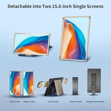 LivElect-m 15.6" Triple Laptop Screen Extender, FHD 1080P IPS Laptop Monitor Extender, Detachable Screen Travel Monitor Laptops with Speakers, Plug&Play, Compatible with Mac/Android/Win - Image 4