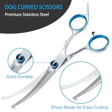 5 in 1 Premium Dog Grooming Scissors, Professional Dog Scissors for Grooming with Safety Round Tips, Lengnoyp Stainless Steel Thinning Shears, Pet Cat Shears for Grooming Kit - Image 4