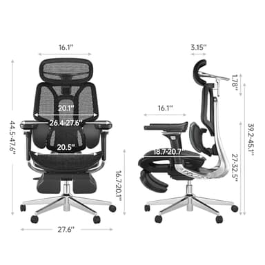 Hbada E3 Pro Ergonomic Office Chair, Big and Tall Office Chair - with 3-Zone Dynamic Lumbar Support, 4D Adjustable Headrest, 6D Adjustable Armrests, Swivel, Black - Image 2