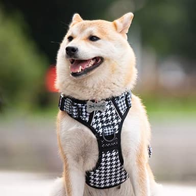 PoyPet No Pull Dog Harness, [Release on Neck] Reflective Adjustable No Choke Pet Vest with Front & Back 2 Leash Attachments, Soft Control Training Handle for Small Medium Large Dogs(Houndstooth,S) - Image 2