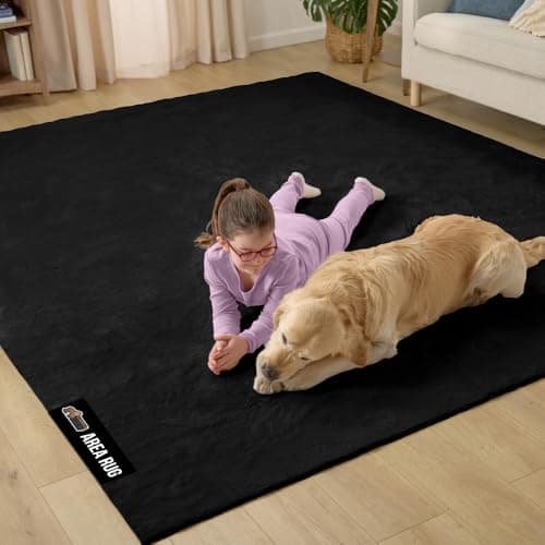 GORILLA GRIP Slip Resistant Soft Washable Stain Resistant Area Rug, 5x7, Plush Thick Carpet for Bedroom Living Room, No Shed Floor Rugs, Pet Friendly, Dorm Essentials, Kid Nursery Home Decor, Black - Image 1