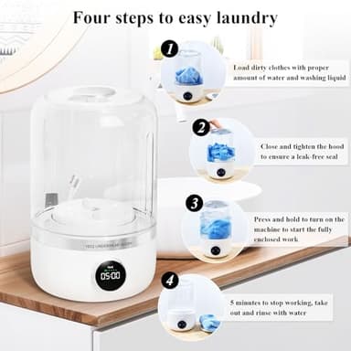 Mesenymm Portable Washing Machine, Rechargeable 4000mAh Cordless Mini Washing Machines, 1L Underwear Washing Machine, Collapsible Compact Washer for Baby Clothes/Underwear/Camping/RV Travel/Apartment - Image 6