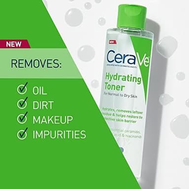 CeraVe Hydrating Toner for Face Non-Alcoholic with Hyaluronic Acid, Niacinamide, and Ceramides for Sensitive Dry Skin, Fragrance-Free Non Comedogenic, Full Size, 6.8 Fl Oz - Image 5