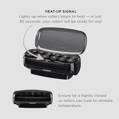 Conair Hot Rollers for Long, Medium & Short Hair, 12 Jumbo 1 ½" Heated Hair Rollers with Clips, Hot Curlers for Women, Volume & Curls, Amazon Exclusive, Black - Image 3