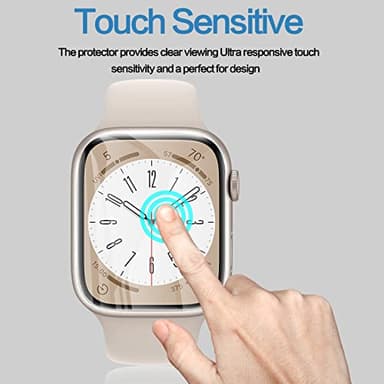 YMHML [ 8 Pack Screen Protector Compatible for Apple Watch 41mm Series 9 Series 8 Series 7, [Upgrade Flexible Film] Soft HD Clear Anti-Scratch Film for iWatch 9 8 7 Accessories - Image 4