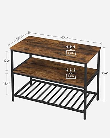 VASAGLE Kitchen Island with 3 Shelves, 47.2 Inches Width Kitchen Shelf with Large Worktop, Stable Steel Structure, Industrial, Easy to Assemble, Rustic Brown and Black UKKI01BX - Image 3