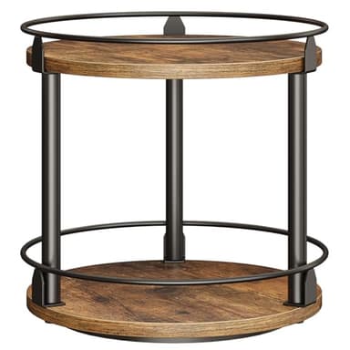 YATINEY Lazy Susan Organizer, Rotating Spice Rack, 2 Tier Spice Turntable Organizer, Industrial Turntable Spice Holder, for Kitchen Countertop and Cabinet, Compact and Versatile, Rustic Brown SR22BR - Image 1