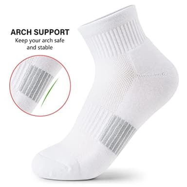 Gonii Ankle Socks Womens Athletic Thick Cushioned Running Hiking Crew Socks 5-Pairs (White) - Image 2