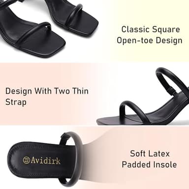 Avidirk Women's Square Open Toe Heeled Sandals Two Strap Mules Slip On Block Chunky Mid Heels Sandals - Image 5