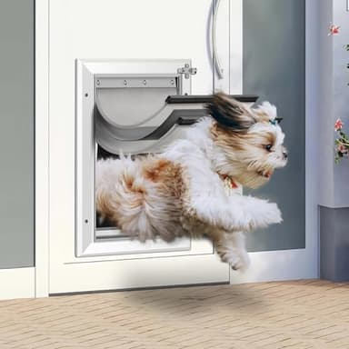 [Petoasis] Heavy Duty Aluminum Dog Door with Lock,3 Flap Insulated Doggie Doors with Installation Manual,Durable and Rust Resistant, Patent: USD1057087S, (Silvery White, XLarge for Door) - Image 6