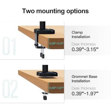 MOUNT PRO Triple Monitor Mount, 3 Monitor Desk Mount for Three Screens up to 32 Inch, Full Motion Gas Spring Heavy Duty Arm Hold up to 19.8lbs Each, Black - Image 9
