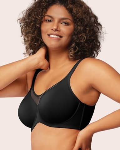 HSIA Minimizer Bras for Women Plus Size, Full Coverage Coolcomfort T Shirt Unlined Bra with Underwire for Heavy Breast, Black 34G - Image 2