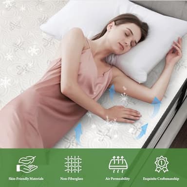 Onlylucky California King Mattress - 12 Inch Gel Memory Foam Mattress with Individual Pocket Spring for Pressure Relief & Motion Isolation, Premier Comfort Night Sleep, Enhance Support Hybrid Bed - Image 4