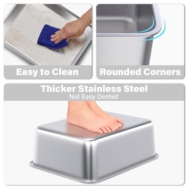 Holintan Stainless Steel Litter Box 2 Pack, 20"x14"x6"(Height) Large Metal Litter Box, Easy to Clean, Non Stick No Smell Cat Litterbox for Adult Cats/Kitty - Image 5