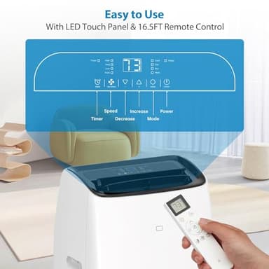 Portable Air Conditioners, 14000 BTU Air Conditioner for Rooms Up to 750 Sq.Ft, AC Unit with Heat, Sleep Mode, Dehumidifier, Fan, Remote Control, 24H Timer, Easy Setup for Bedrooms, Black Top - Image 5