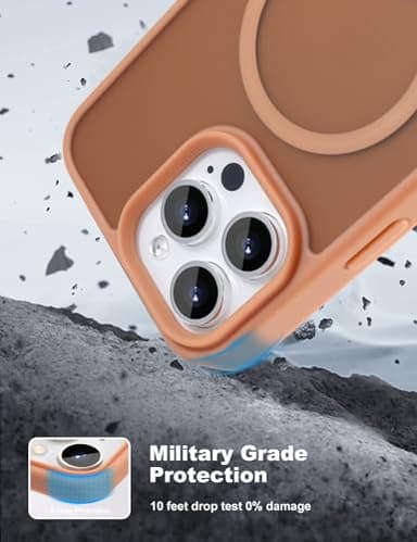 Tigowos Compatible with iPhone 15 Pro Max case Fits MagSafe 10FT Drop Resistant Matte Skin Feeling Shockproof Back Cover Fits iPhone 15 Pro Max Phone Cases, Brown - Image 3