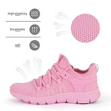 INZCOU Running Walking Shoes Lightweight Tennis Shoes Non Slip Gym Workout Shoes Breathable Mesh Walking Sneakers Pink Purple 7.5women / 6.5men - Image 5
