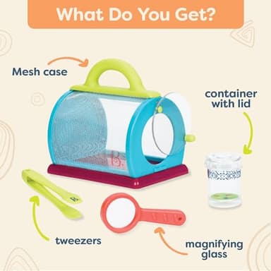 B. toys – Bug Bungalow Insect Catching Kit with Mesh Case, Magnifying Container, Tweezers & Magnifier – Educational Outdoor Toys for Toddlers – Nature Exploration Set for 3+ Years - Image 4